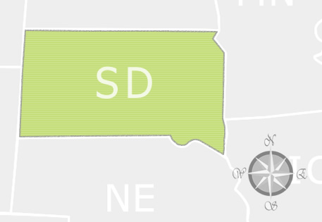 State of South Dakota Map